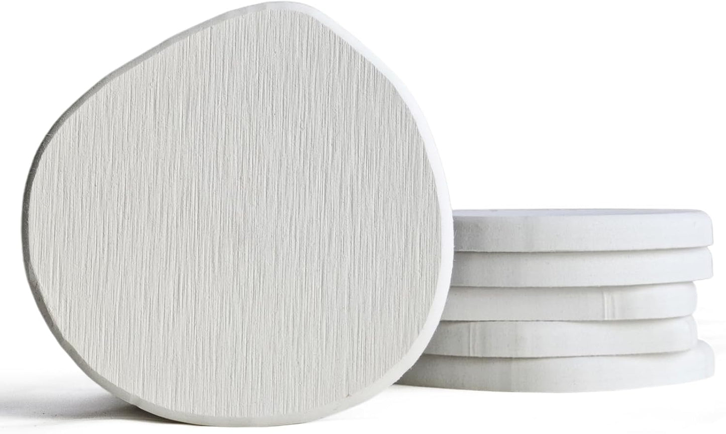 Instant Dry Stone Absorbent Diatomite Coaster Set of 6 for Drinks Wine Coffee, Modern Unique Cup Diatomaceous Earth Coasters for Coffee Table Office Desk, White