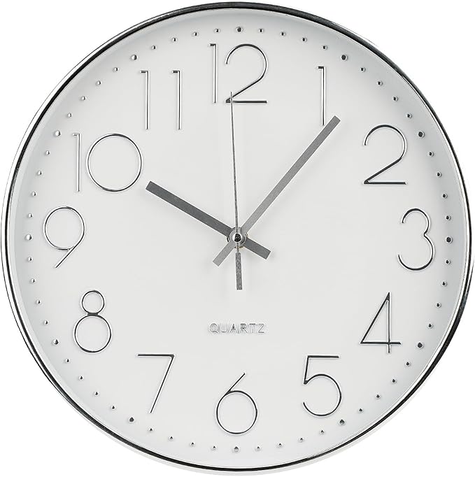 Wall Clock Non-Ticking Silent Modern Simple Style Round Decor Clock by BAKBRAND