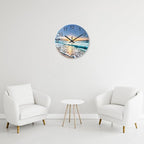 Blue Beach Wall Clock for Bedroom Glass Wall Clocks Battery Operated 12 Inch - Image 4
