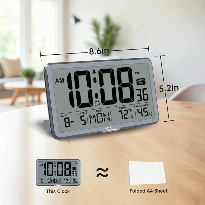 WallarGe Auto Set Digital Wall Clock Battery Operated, Desk Clocks - Image 7