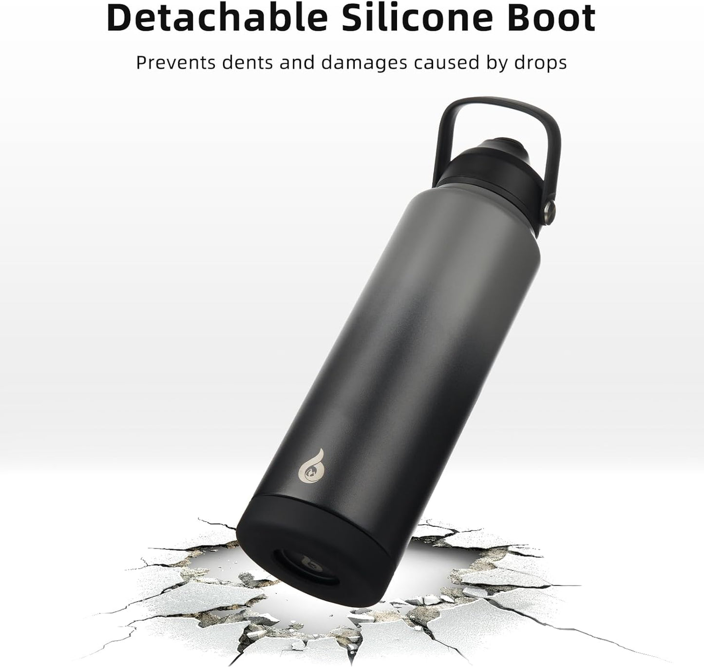 BJPKPK Water Bottle with Straw Lid, 32oz Vacuum Insulated Water Bottles, Metal Stainless Steel Thermos for Sports, Travel, BPA Free Leak Proof Thermos, Cups, Flasks, Tumblers,Black Grey