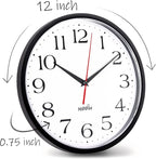 HIPPIH 2 Pack Silent Wall Clock, 12 Inch Non Ticking Quiet Digital Sweep - Image 3