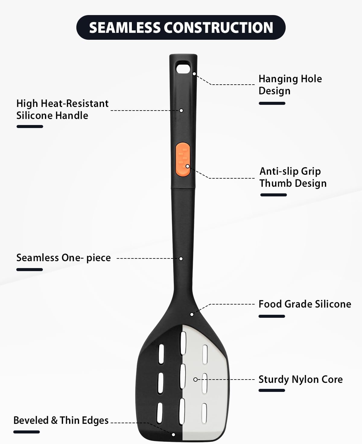 Silicone Spatulas and Spaghetti Spoons, 4 Pack Heat Resistant Full Silicone Cooking Utensils Set, Non Stick Large Kitchen Spatula Spoons for Cooking, Mixing, Serving, Draining