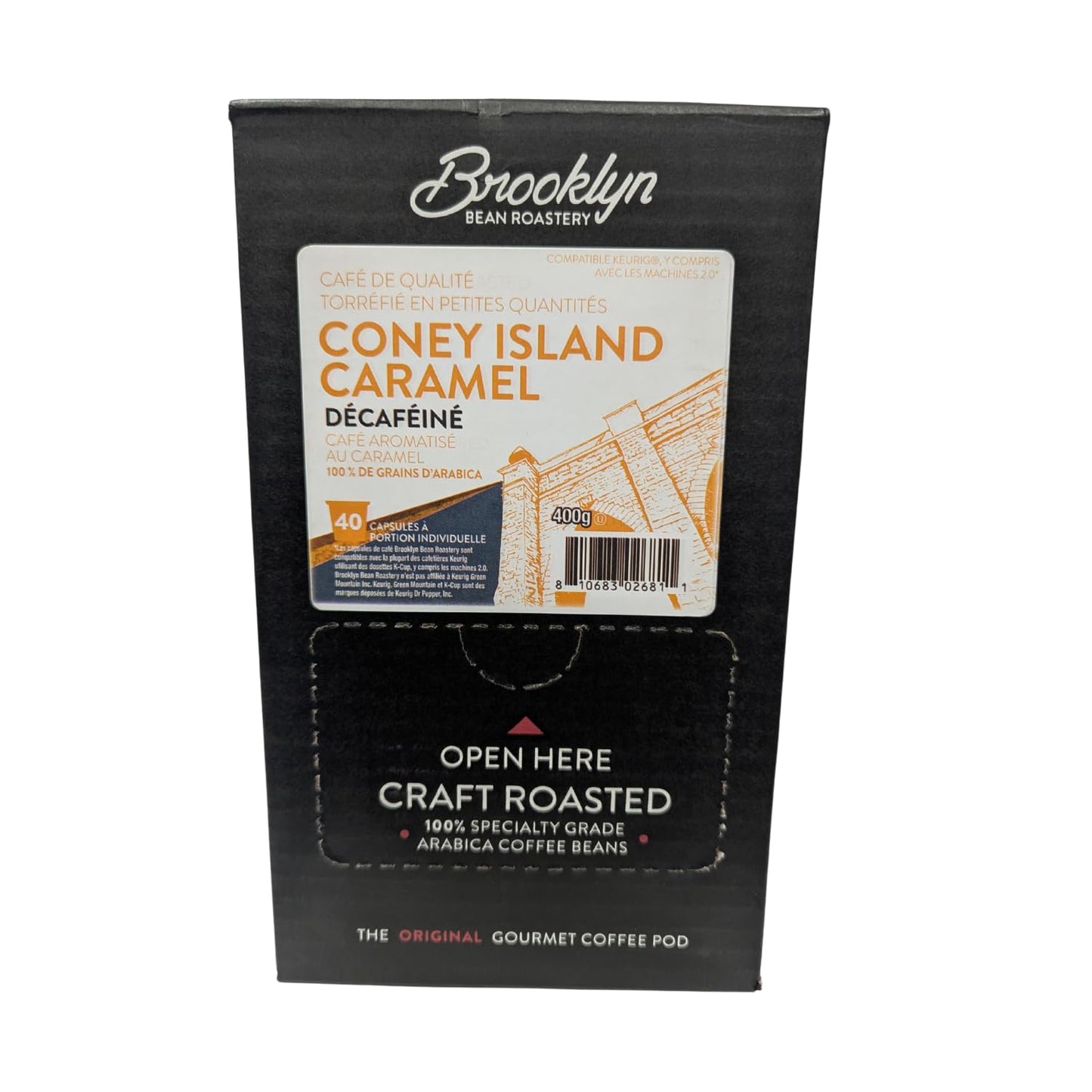 Brooklyn Beans Coffee Pods, Coney Island Caramel Decaf - Compatible with Keurig K Cup Brewers Including 2.0 Machines, 40 Count, Creamy Caramel Flavor