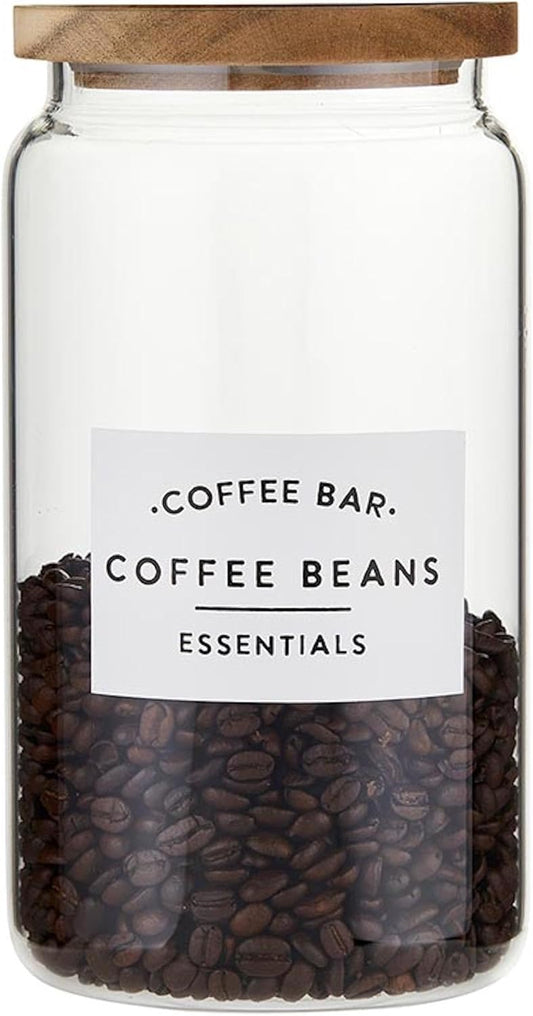 Santa Barbara Design Studio Coffee Bar Gifts Glass Coffee Canister with Wood Lid, 84-Ounce, Clear