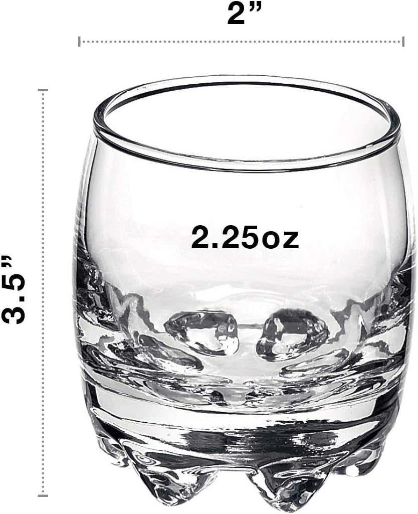 Bormioli Rocco Galassia Shot Glasses – Gift Set Of 6 Drinking Shot Cups With Elegant Curved Shape, Heavy Sham & Interlocking Feet – Short Shooter Tumblers For Liquors & Spirits (2.25oz)