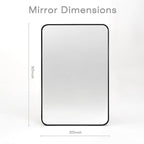 Wall Mount Mirror for Bathroom, Brush Black Metal Framed Rounded Corner - Image 2