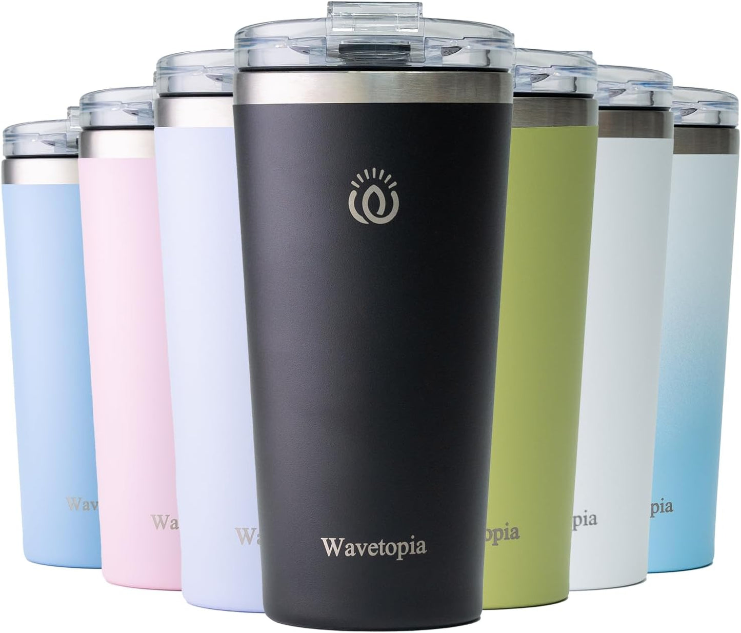 Insulated Coffee Mug with Lid, Reusable Stainless Steel Travel Coffee Cup, 16 Oz Double Wall Vacuum Spill Proof Tumbler Cups for Men and Women Hot & Cold Drinks（Black）