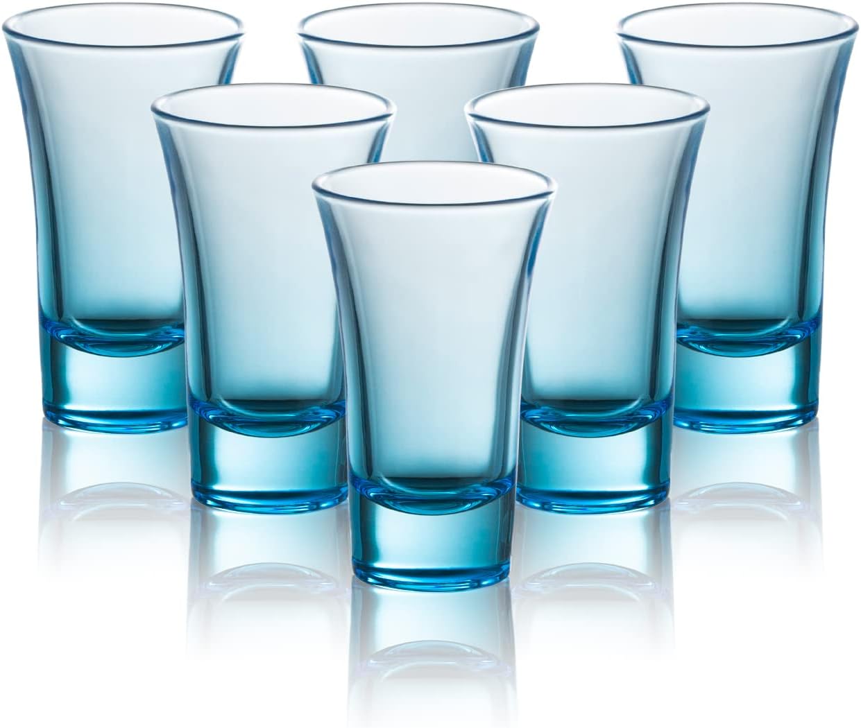 M&N HOME Ombre Blue Shot Glass Set, 2 Oz Set of 6 Colored Shot shot glasses, Whiskey Glasses, Tequila Shot Glasses, Cocktail Glasses, Round Shot Glasses for Vodka, Spirits & Liquor (Gradient Blue)