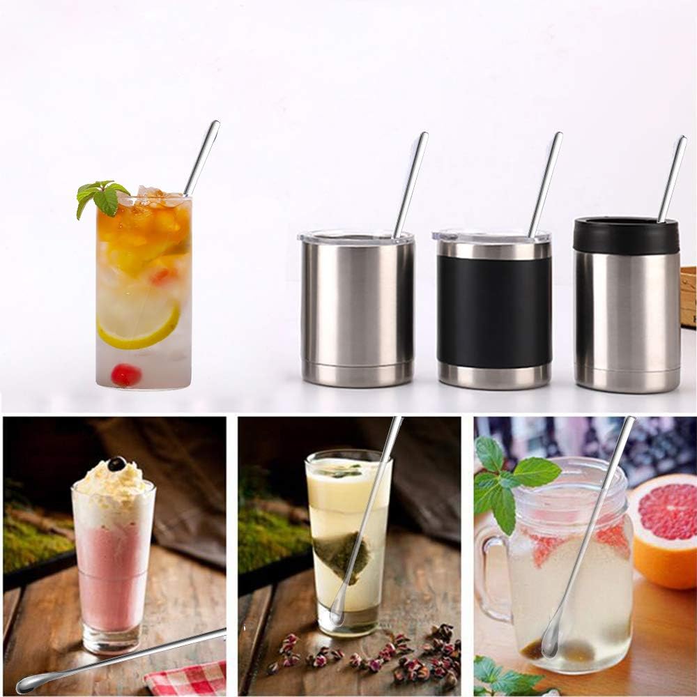 Delove Stainless Steel Coffee Stirring Spoon Beverage Cocktail Stirrers Stir Cocktail Drink Mixing Swizzle Stick- Tiny Salt Condiment Spoon - Reusable - Set of 4 (7.6-Inch)