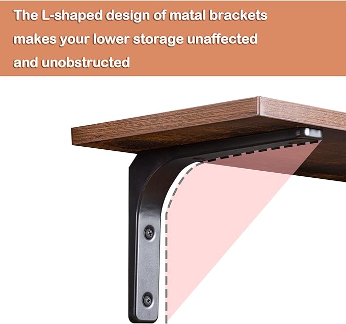 DINZI LVJ Long Wall Shelves, 23.6 Inch Wall Mounted Shelves Set of 2, - Image 4