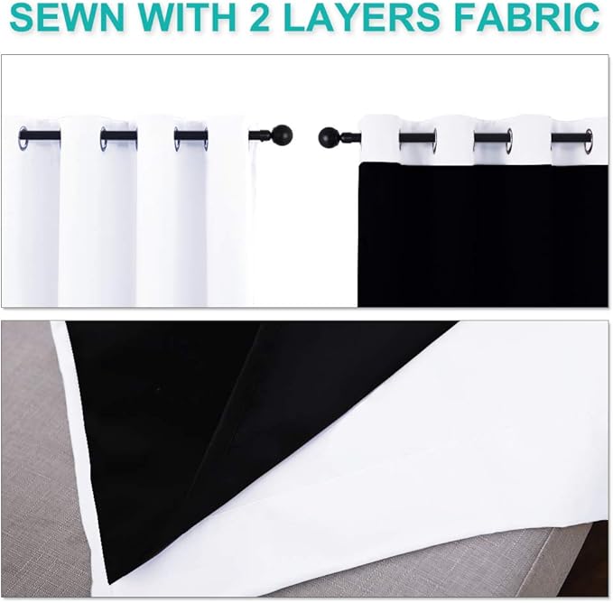 NICETOWN White Blackout Curtains 84 inches Long, Full Light Blocking Drapes - Image 5