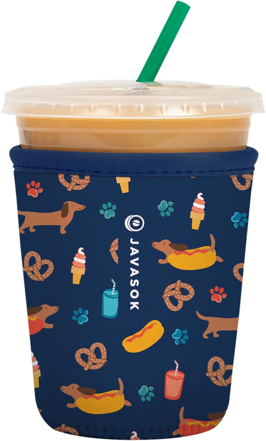 Sok It JavaSok Iced Coffee & Cold Soda Insulated Neoprene Cup Sleeve (Hot Dawgs, Small: 16-20oz)