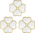 Small Decoritive Heart Wall Mirrors Set of 3, Decorative Four-Leaf Clover Mirror by LuHeToz