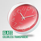 Wall Clock 12 Inch Non-Ticking Silent Modern Simple Style Round Decor Clock Red - Image 5