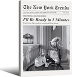 Vintage Newspaper Framed Wall Art Trendy Black and White Aesthetic Posters by FuSatisYilife