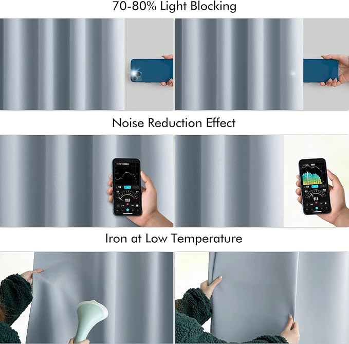 MIULEE Light Blue Back Tab Blackout Curtains 90 Inches Long 2 Panels Set - Image 5
