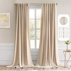 MIULEE Back Tab Beige Curtains 102 Inch Long 2 Panels Set by MIULEE