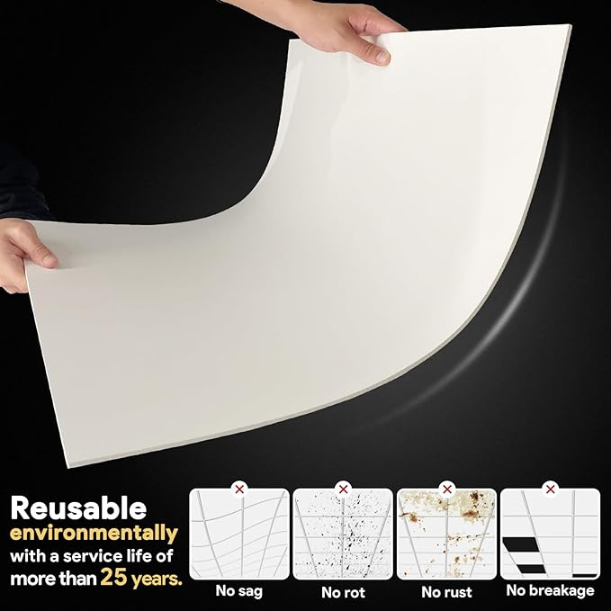 Smooth White Drop Ceiling Tile 2ft x 2ft, Ceiling Panel 24 x 24in – Waterproof - Image 6