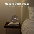 mooas Wood Moon Cordless Mini Digital LED Wall Clock, Temperature, Auto - Image 6