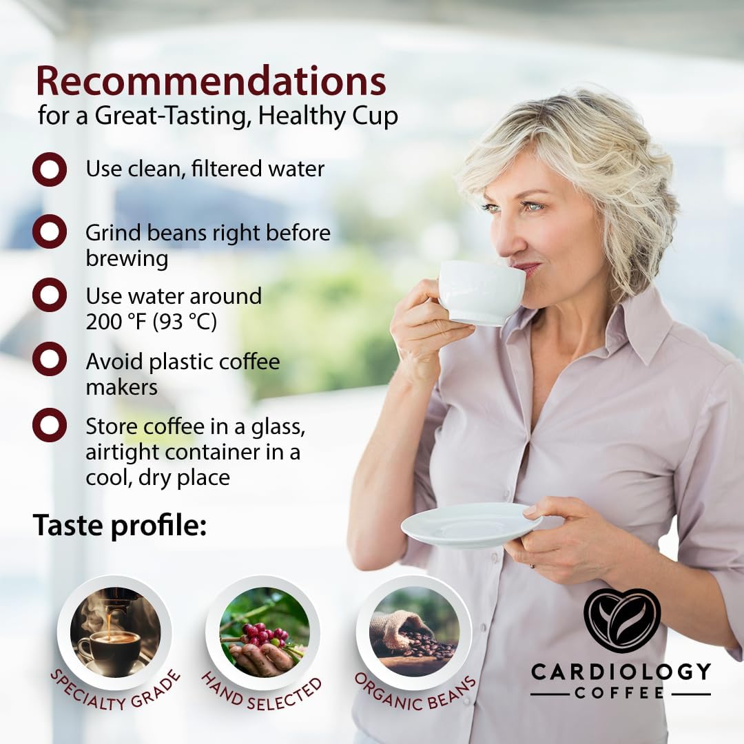 Cardiology Coffee – Whole Bean Coffee – USDA Certified Mold-Free 12oz Premium Medium Roast Organic Coffee Beans with Antioxidant Benefits – Perfect for Heart Healthy Lifestyle