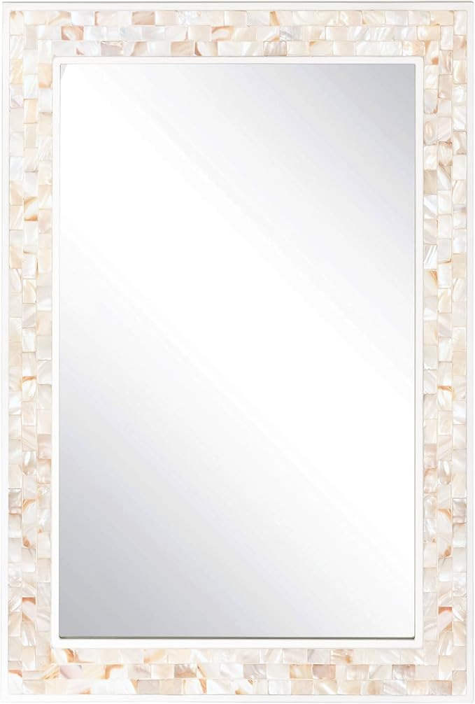 Wall Mounted Mosaic Mirror 30x40 Inch, Natural Mother of Pearl Inlay White - Image 5