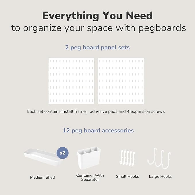 Keepo Peg Board Wall Organizer – Plastic Pegboard Panels, Modular Peg Board - Image 3