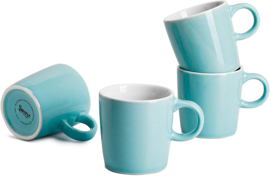 Sweese 3.5oz Porcelain Espresso Cups Set of 4, Mini Coffee Mugs Demitasse Cups - Turquoise