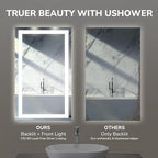 USHOWER LED Bathroom Mirror 28x36 Inch Tempered Glass - Image 3