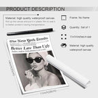 Trendy Newspaper Posters Better Late Than Ugly Wall Art Vintage Black And White - Image 2