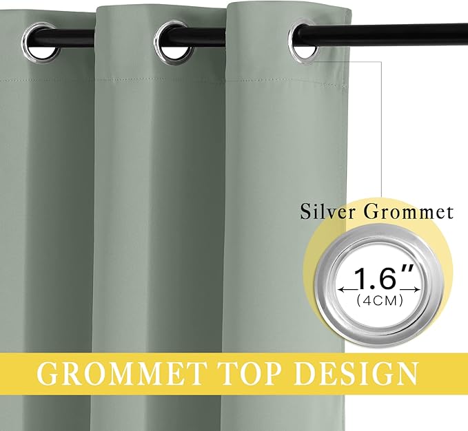 NICETOWN Sage Green Room Divider Curtains 84 inch Length, Grommet Thermal - Image 3
