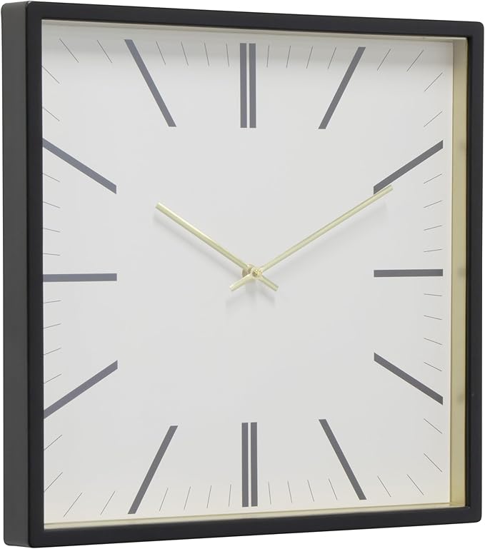 Forma Square Modern Wall Clock, Quartz Movement, Glass Face, Contemporary by STUDIODESIGNSHOME