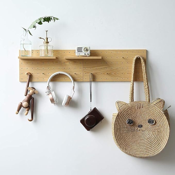 Wooden Pegboard Modular Display Organization Storage Wall Hooks Shelf - Image 3