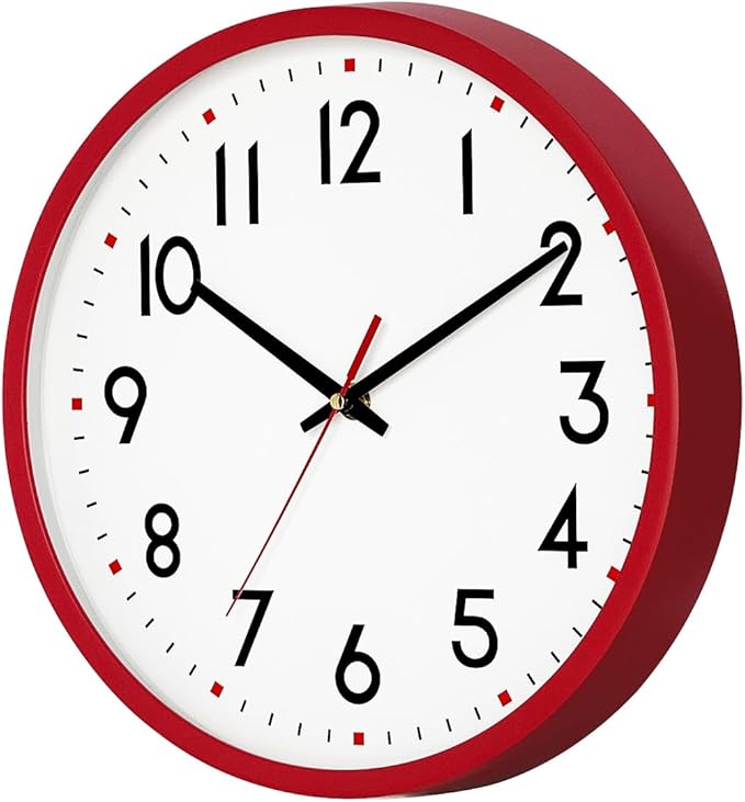HZDHCLH Wall Clock Red, Silent Wall Clocks Battery Operated 8 Inch Modern Non - Image 7