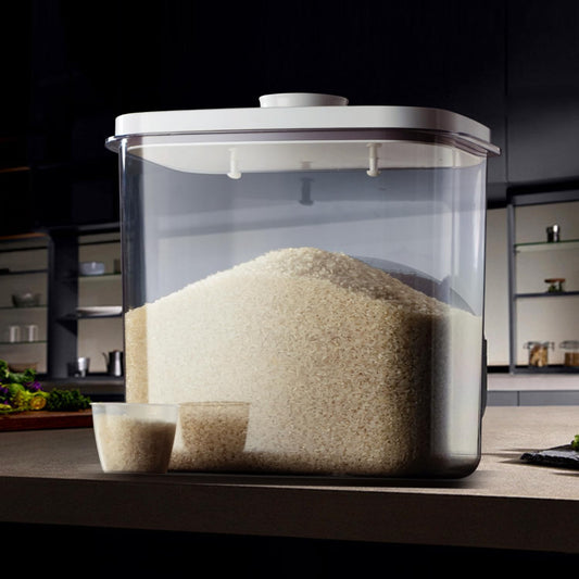 Rice Container - 25 Lbs/12KG/12L Rice Dispenser Storage with Measuring Cup Food Cereal Container Bins Pet Food Container Household for Kitchen Pantry Organization