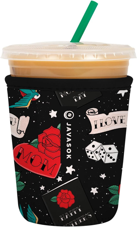 Sok It JavaSok Iced Coffee & Cold Soda Insulated Neoprene Cup Sleeve (Heart & Soul, Small: 16-20oz)
