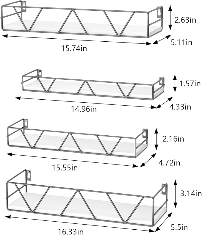 Amaoot Floating Shelves Set of 3, Home Wood Wall Shelf, Farmhouse Shelf - Image 3