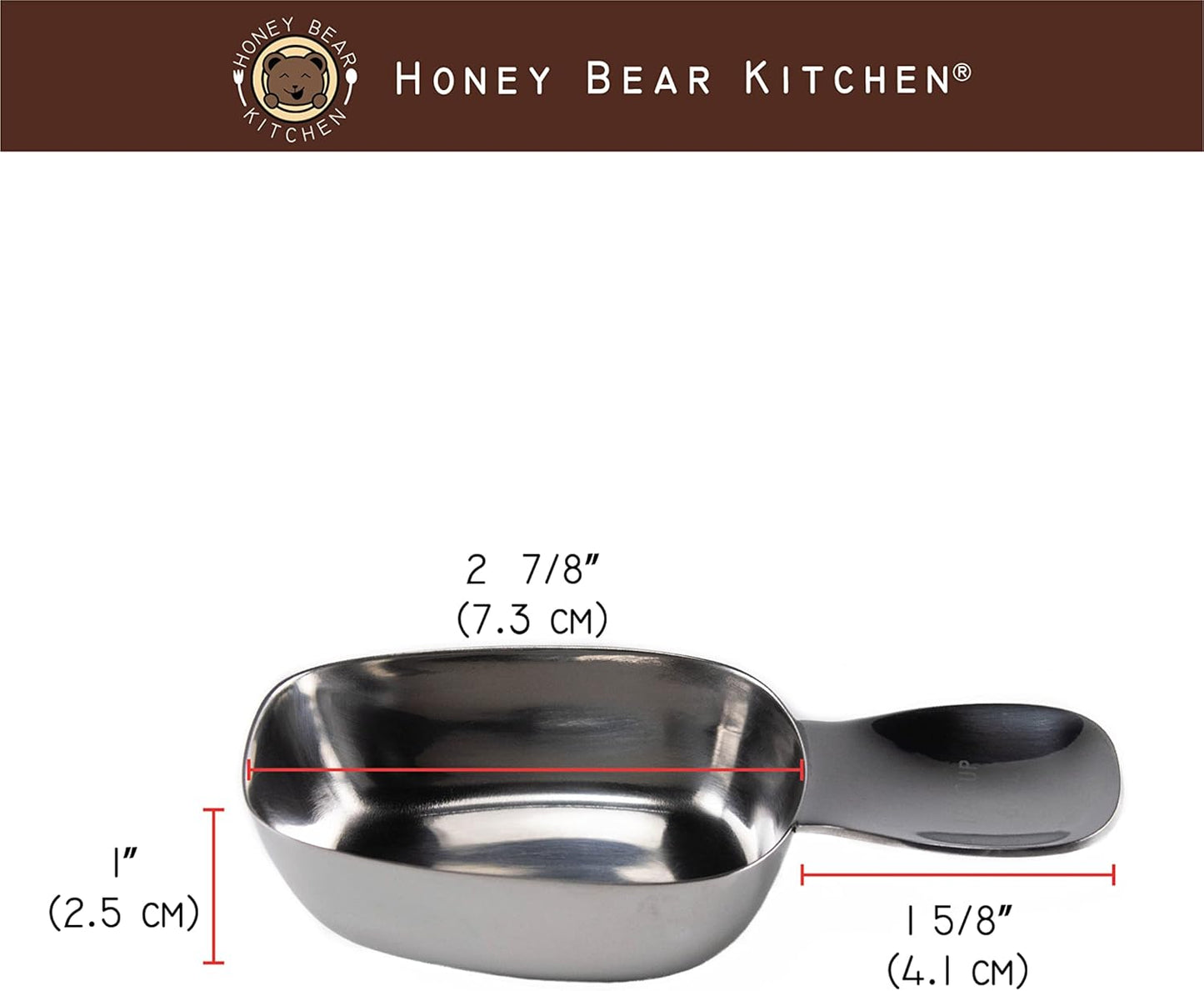 Honey Bear Kitchen 1/4 Cup 60 ml Leave-in Canister Scoops, Polished Stainless Steel (Set of 2)