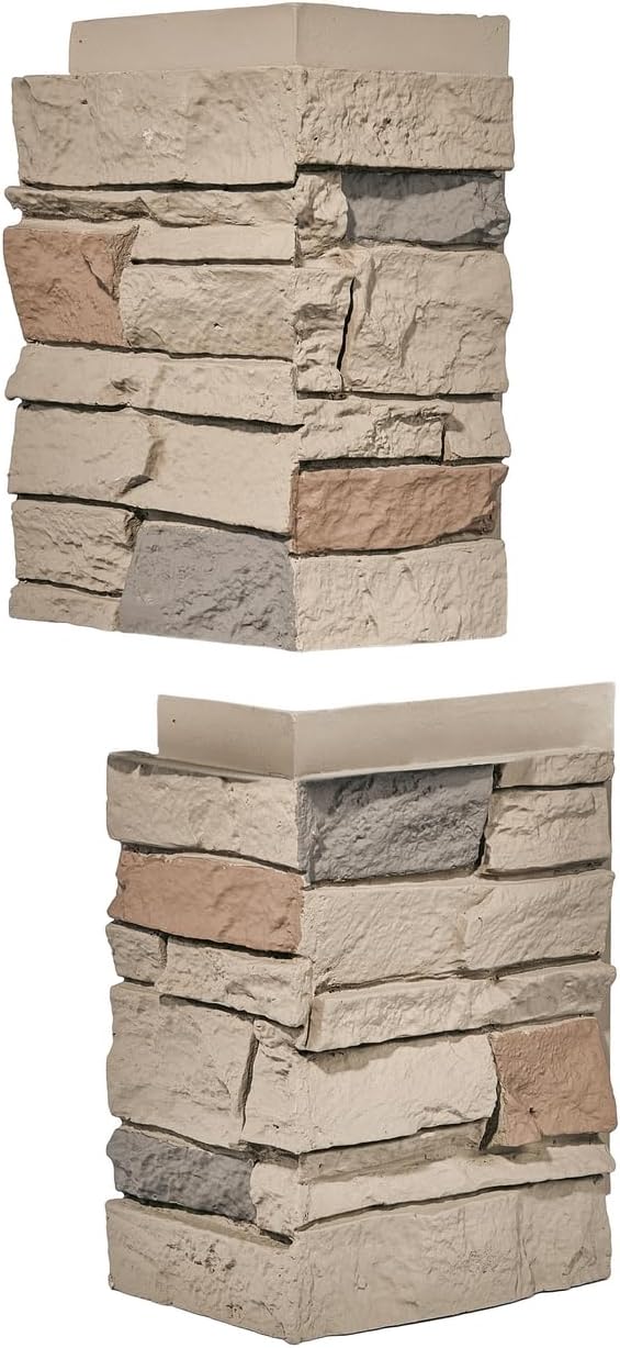 Desert Yellow Faux Stone Outside Corner Panels 24.88" Interlocking Height Per - Image 2