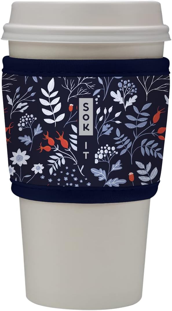 Sok It HotSok Coffee & Tea Reusable Insulated Neoprene Cup Sleeve (Winter Floral)