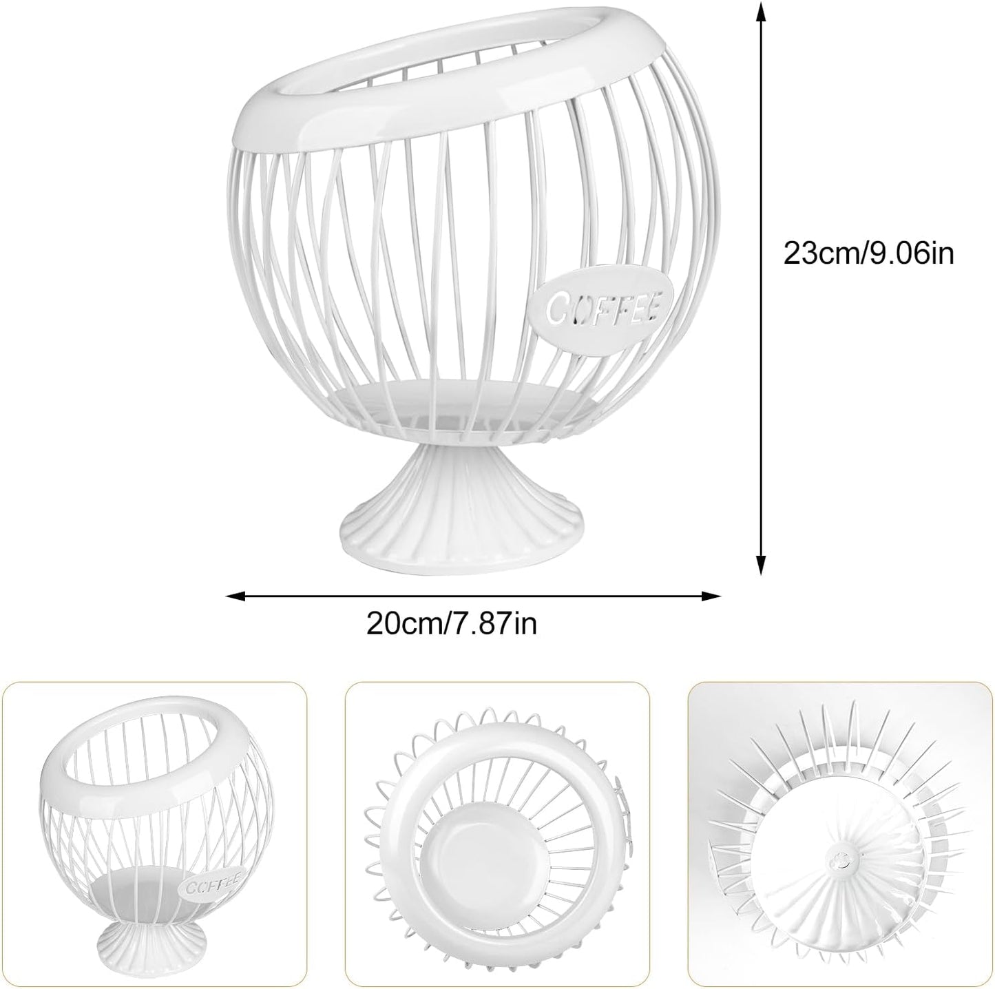 Stainless Steel Sphere Cup Coffee Basket pods holder Sturdy for Home or Office Kitchen Counter Organizer Espresso Capsule (White)