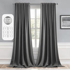 MIULEE Back Tab Grey Blackout Curtains 102 Inch Long 2 Panels Set by MIULEE