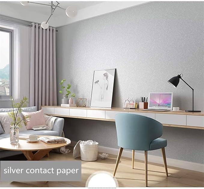 Abyssaly Silver Grey Peel and Stick Wallpaper, Embossed Self Adhesive Gray - Image 7