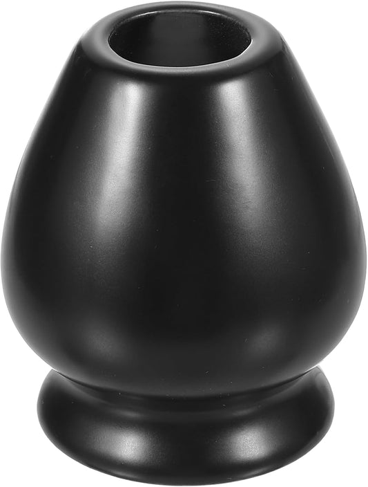 HARFINGTON Ceramic Chasen Stand 65mm Matcha Whisk Holder, Traditional Matcha Tea Chasen Holder, Black