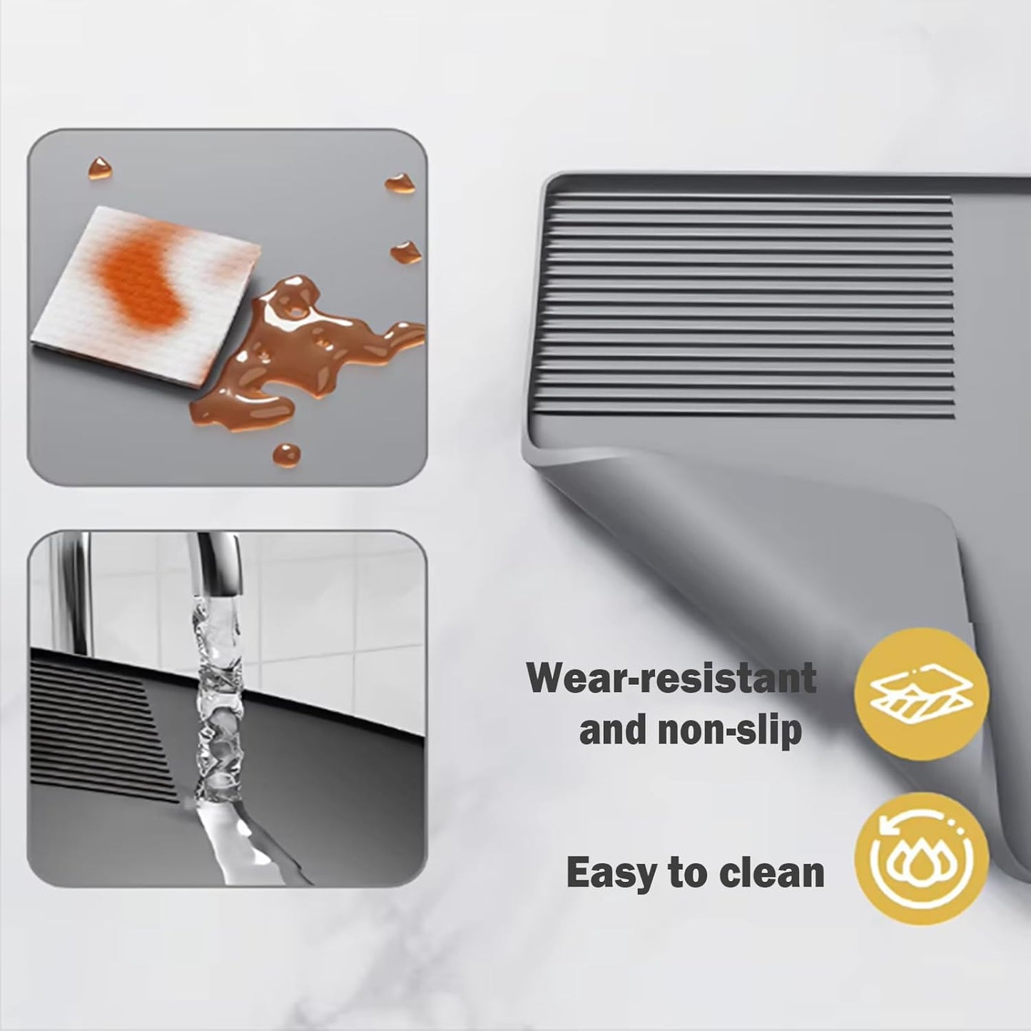 Silicone Coffee Mat With Espresso Tamping Mat for Ninja Luxe Cafe Espresso Machine Accessories, 23.5''x15.7'' Anti-Slip Heat-Resistant Coffee Bar Mat for Countertop -Gray