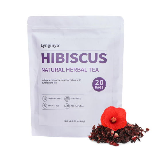 Lynginya Hibiscus Tea, 20 Tea Bags - Premium Hibiscus Leaves - Natural Herbal Tea - Sweet and Sour - No Sugar & No Caffeine