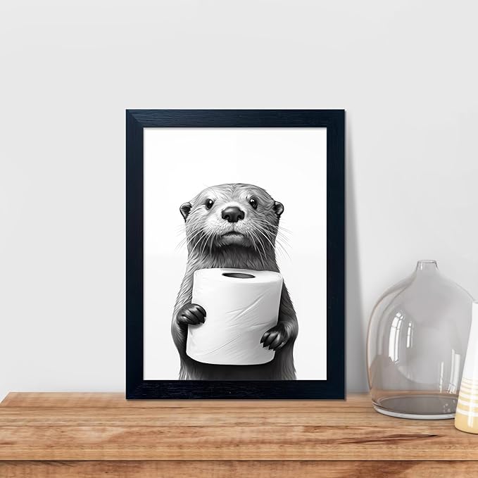 Bathroom Picture Wall Decor, Framed Black and White Bathroom Wall Art, Toilet - Image 2