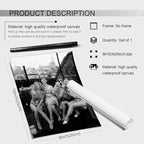 Retro Black And White Woman Canvas Wall Art Fashion Rooftop Party Posters - Image 2