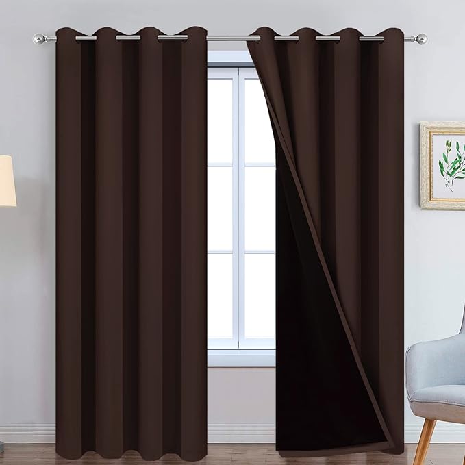 Yakamok Blackout Curtains 84 Inches Long, 2 Thick Layers Grommet Top Thermal by Yakamok