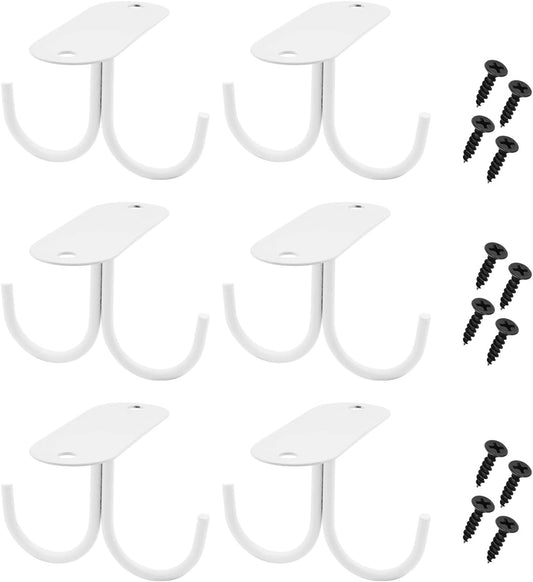 Mocoum Under Cabinet Mug Hooks, Rustic Mug Organizer Rack Coffee Cup Holder Mug Rack Under Shelf Hanging Hooks Rack for Mugs, Coffee Cups and Kitchen Utensils Display (White, 6)